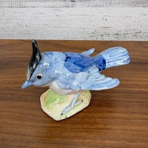 Vintage Stangl Pottery Blue Jay Birds of America Hand Painted 4" x‎ 2.5" Signed